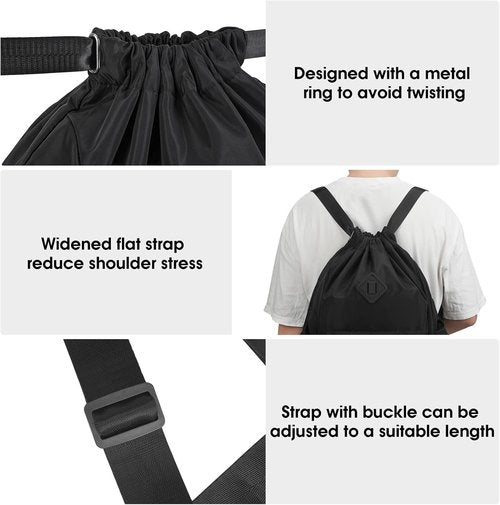 MockingBird Extra Large Drawstring Backpack Black |Gym Bag with Wet & Dry Compartment| Basketball Bag Sackpack for Men Women |Sports Bag Backpack for Swim Soccer Accessories Essentials