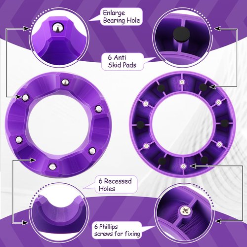 Enhon Bowling Rotating Ball Cup, Purple Bowling Cup Stand with Bearing Spinner Holder, Spare Ball Holder Spinner, Porous Ring Cleaning Display Rack