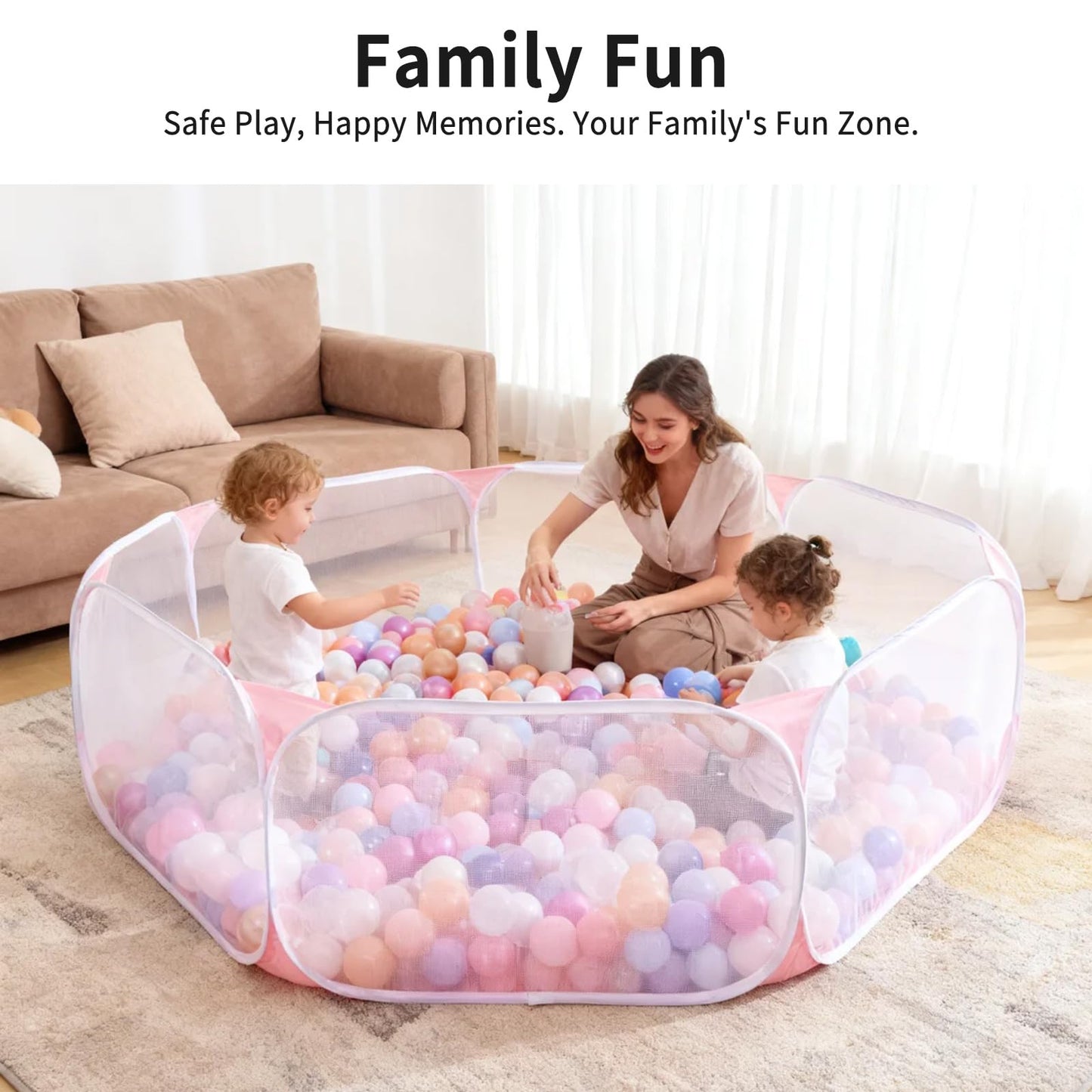 Kids Ball Pit Large Pop Up Children Ball Play Tent for Toddlers Girls Boys for Indoor Outdoor Baby Playpen with Carry Tote, Balls Not Included (Pink)…