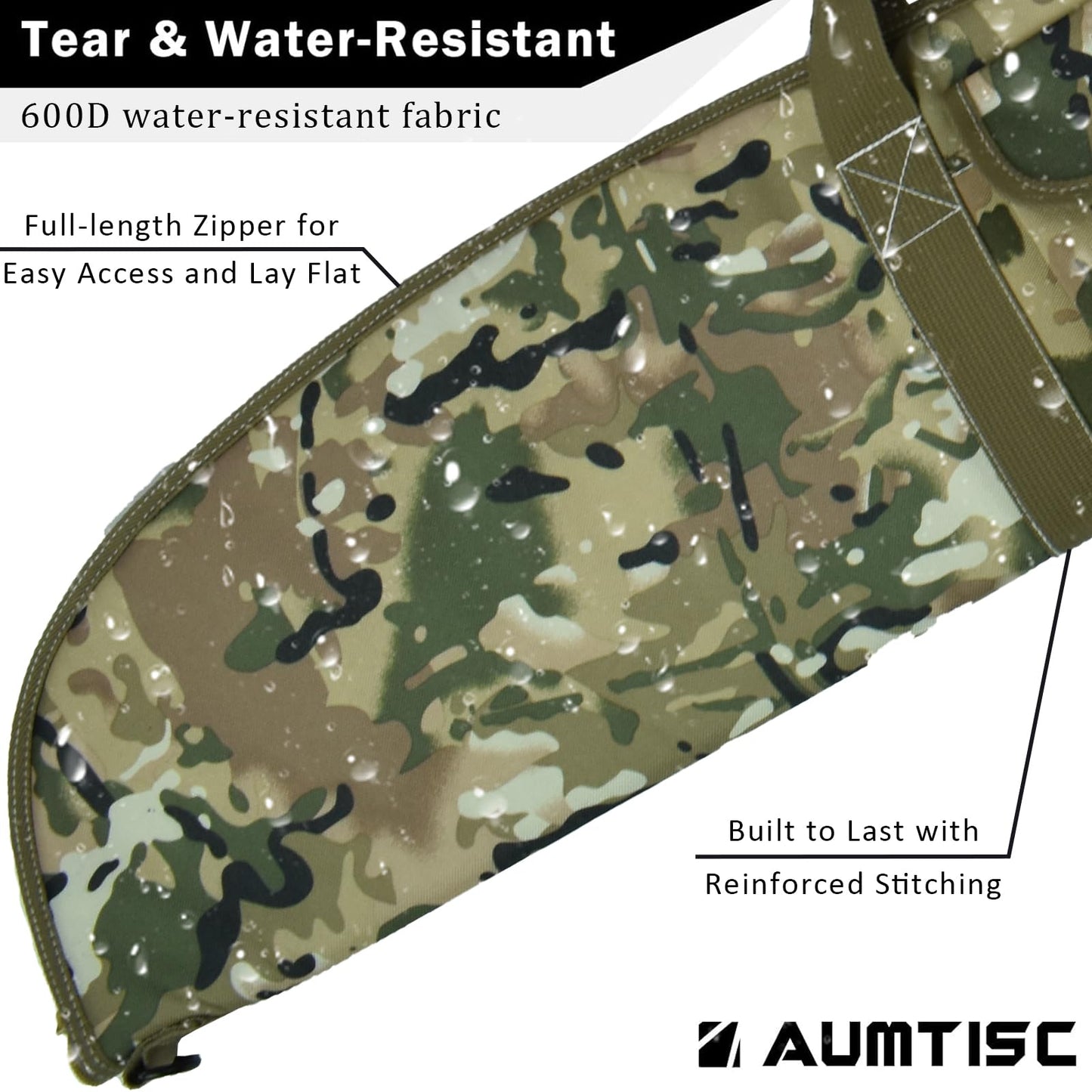 AUMTISC Soft Rifle Gun Case Bag, Padded Shotgun Carrying Case Bag for Rifles Hunting Shooting with Zippered Pocket (Camo, 54"-Fits Item Up To 51")