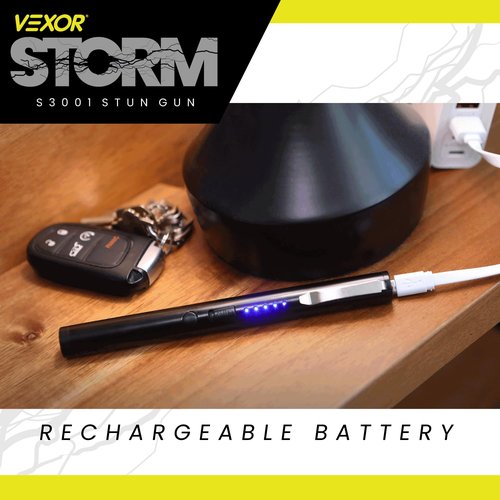 Vexor Storm Pen S3001 Personal Safety Device - Sleek and Discreet Rechargeable with LED Light - Pocket Sized - Safety Switch and USB Charging - Includes Training Guide