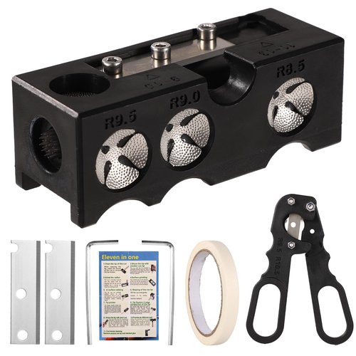 Lyreh 10-in-1 Billiard Pool Cue Tip Shaper, Pool Cue Tip Stick Repair Tool Kit Accessories Include Trimmer Scissors Replacement Blades Tape Instruction Manual L-Shaped Hexagonal Wrenches