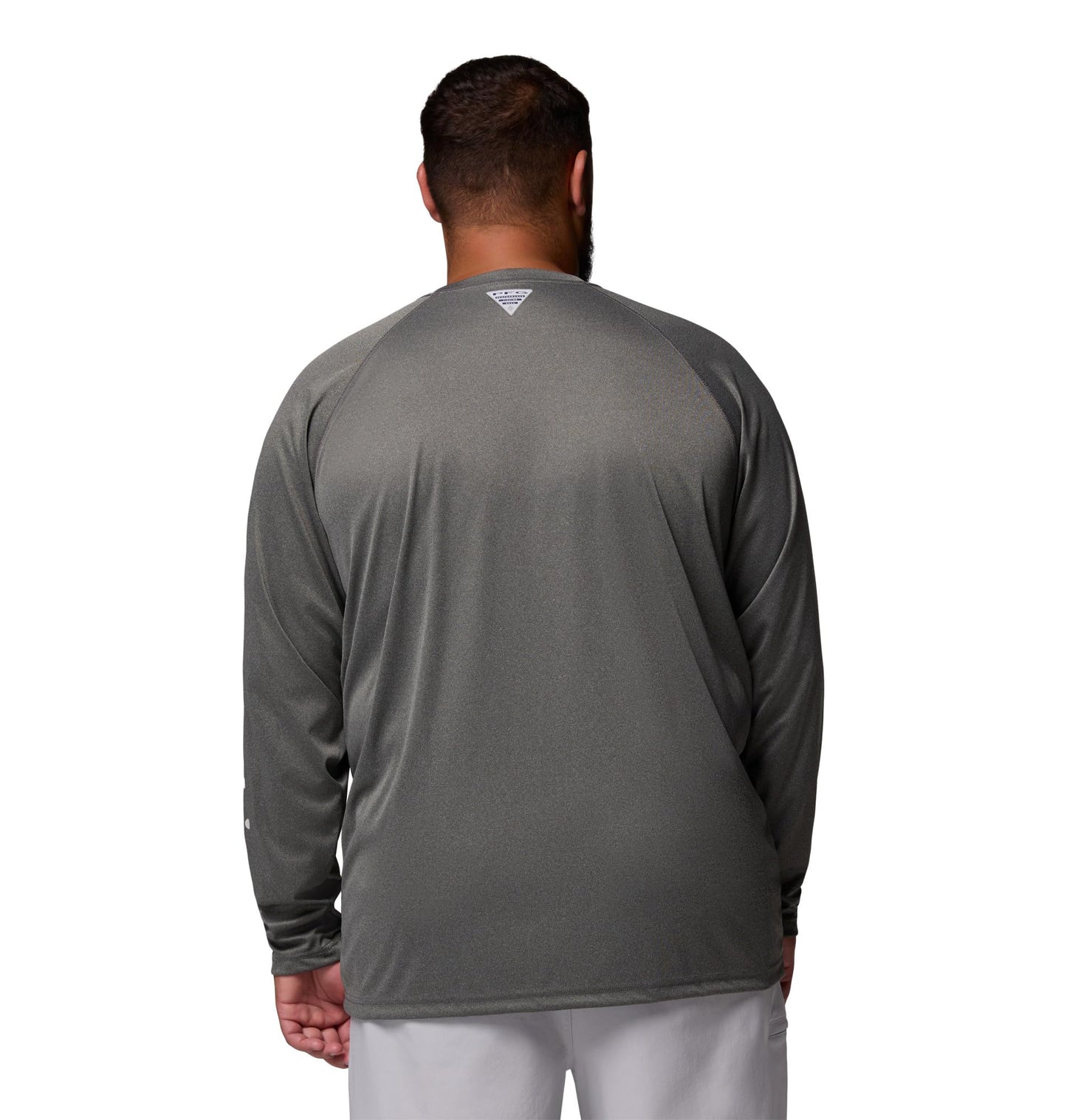 Columbia Men's PFG Terminal Tackle Long Sleeve Fishing Shirt, Charcoal Heather/Cool Grey Logo, 4X Tall