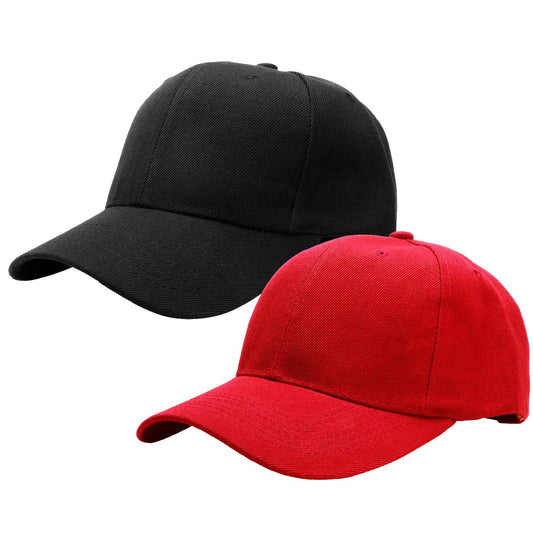 Falari Baseball Cap Adjustable Size for Running Workouts and Outdoor Activities All Seasons (2pk Black & Red)