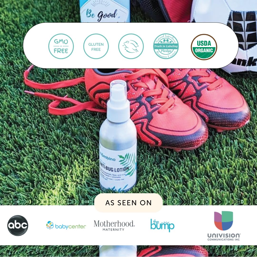 Mambino Organics Anti-Bug Spray, DEET-Free, Organic Mosquito Repellent with Essential Oils, Reef Safe, Face-Safe Protection for Babies, Kids, and Adults, Travel Bug Spray, 2.7oz, 3-Pack