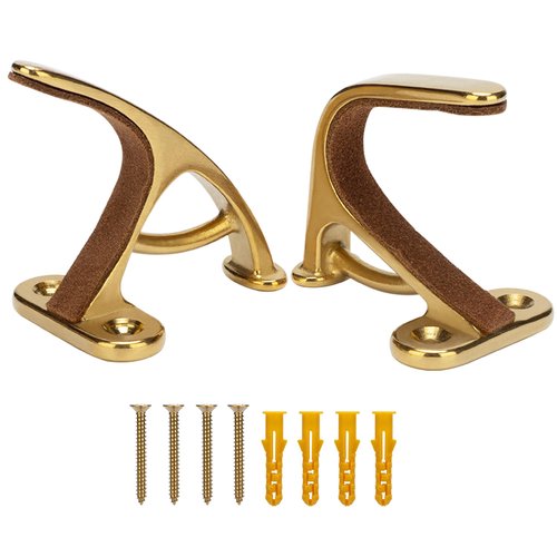 KIMIWISE Gun Rack Wall Mount with Felt Wall Horizontal Metal Heavy Duty Gun Hooks for Rifles and Shotguns Storage Security, 1 Pair(Gold)