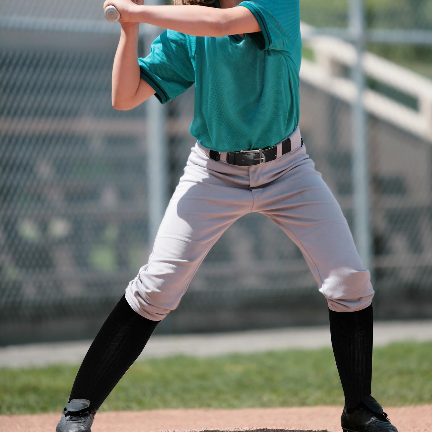 Dxhycc Youth Baseball Socks and Belt Combo Set Softball Baseball Socks and Elastic Waist Belt for Youth Boys Girls, Black