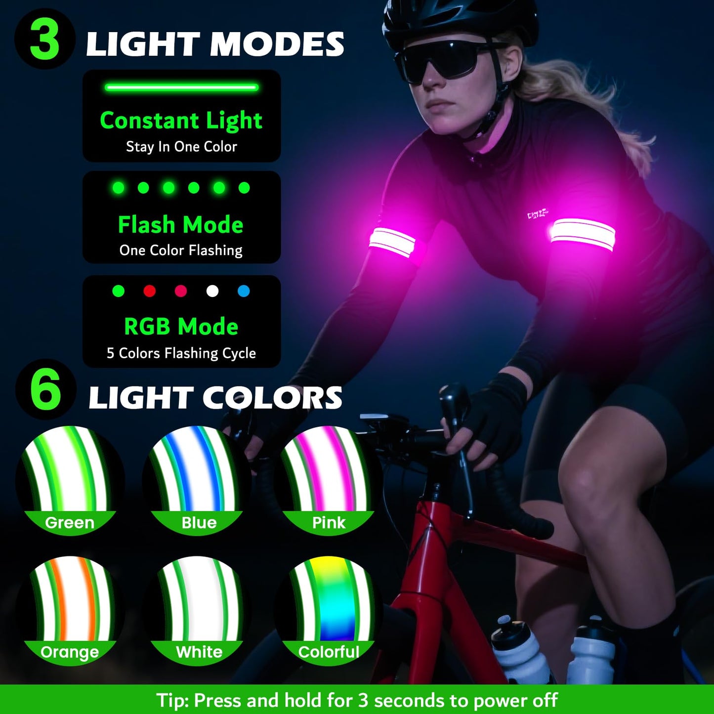 LED Armband Rechargeable for Running(2 Pack),Light Up Arm Bands for Night Walking,Running Lights for Runners,High Visibility Reflective Running Gearr for Night Safety Light Up Wristbands (Pink)