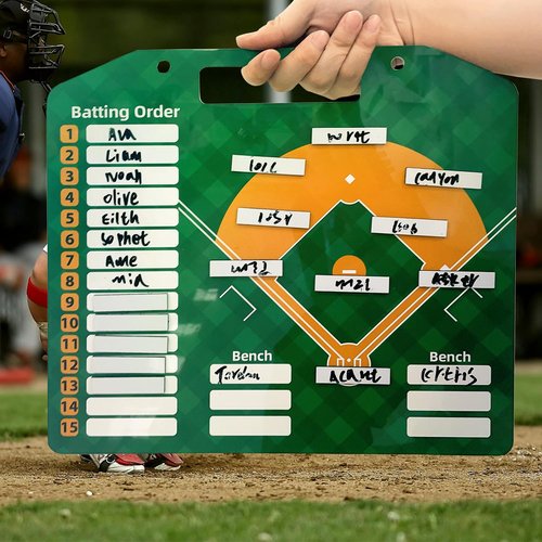 QCBF Magnetic Baseball Lineup Board，Baseball Lineup Cards Baseball Lineup Board for Dugout Baseball Accessories 40 Sheets Lineup Cards Baseball Clipboard