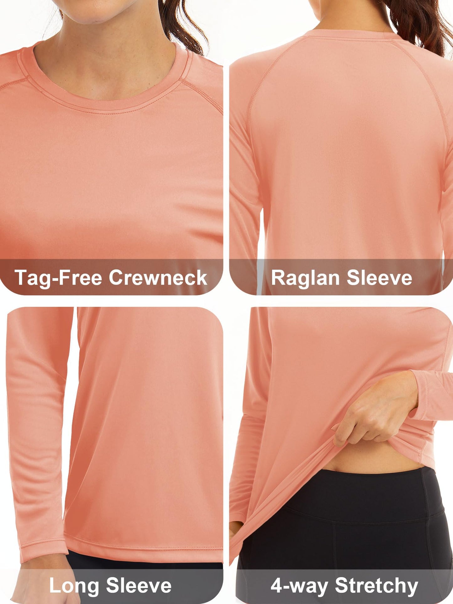MAGCOMSEN SPF Shirts Women Running Shirts for Women UV Shirts for Women Workout Shirts Fishing Shirts Womens Long Sleeve Shirts Athletic Shirts Apricot