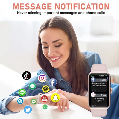 Fitness Tracker with 24/7 Heart Rate, Blood Oxygen, Sleep Tracker, Calorie Tracking, Waterproof Fitness Watch, Activity Tracker with Step Tracker for Women Men, Pink