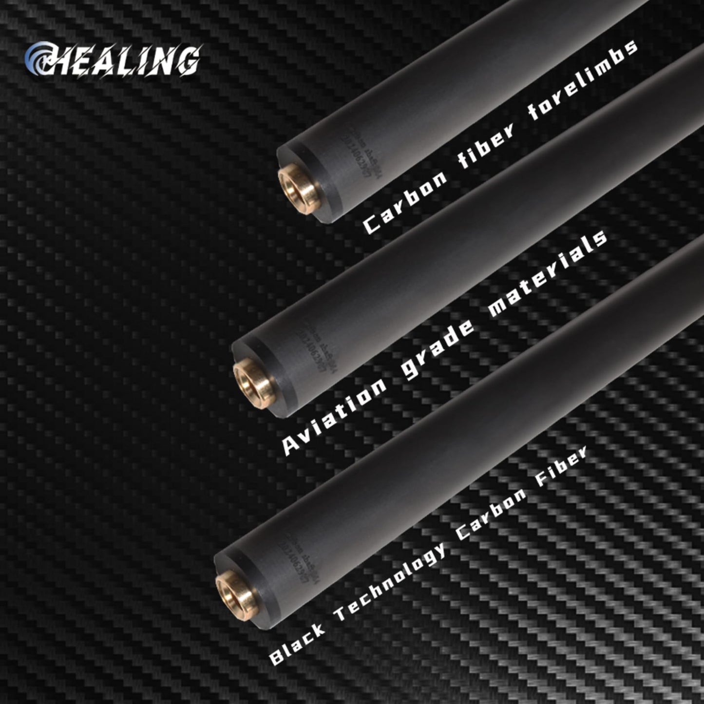 100% Carbon Fiber Black Technology Shaft of Pool Cue Front Part for Billiard Play/Break/Snooker Cue Shaft with Foam (Radial Pin, 9.5 * 21.4 * 745)