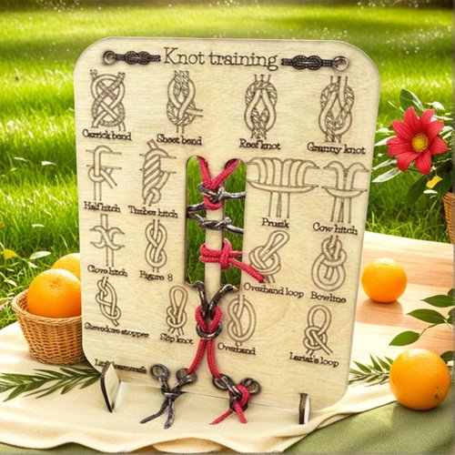 KYWYOYOU Learn Knot Training Board, Knot Tying kit, Learn to tie Knot Training Board, 16 Knotting Methods for Beginners, Knot Tying Book for Outdoor Survival, Camping