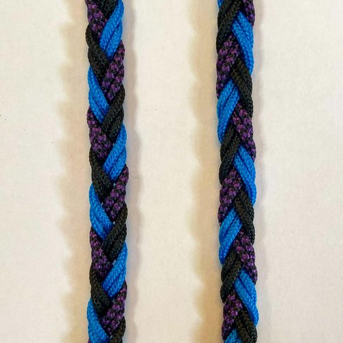 Parallel Halo Balearic Paracord Shepherd Sling (Old-Fashioned Slingshot) Handmade 6 Strands Braided Throwing Sling Tennis Ball Thrower (Black&Purple)