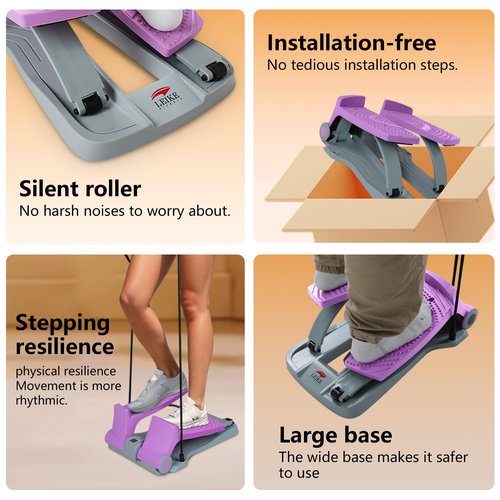 Leikefitness Steppers for Exercise at Home with Resistant Bands Portable Stair Stepper Exercise Equipment Fitness Twister Stepper Machine (Purple)
