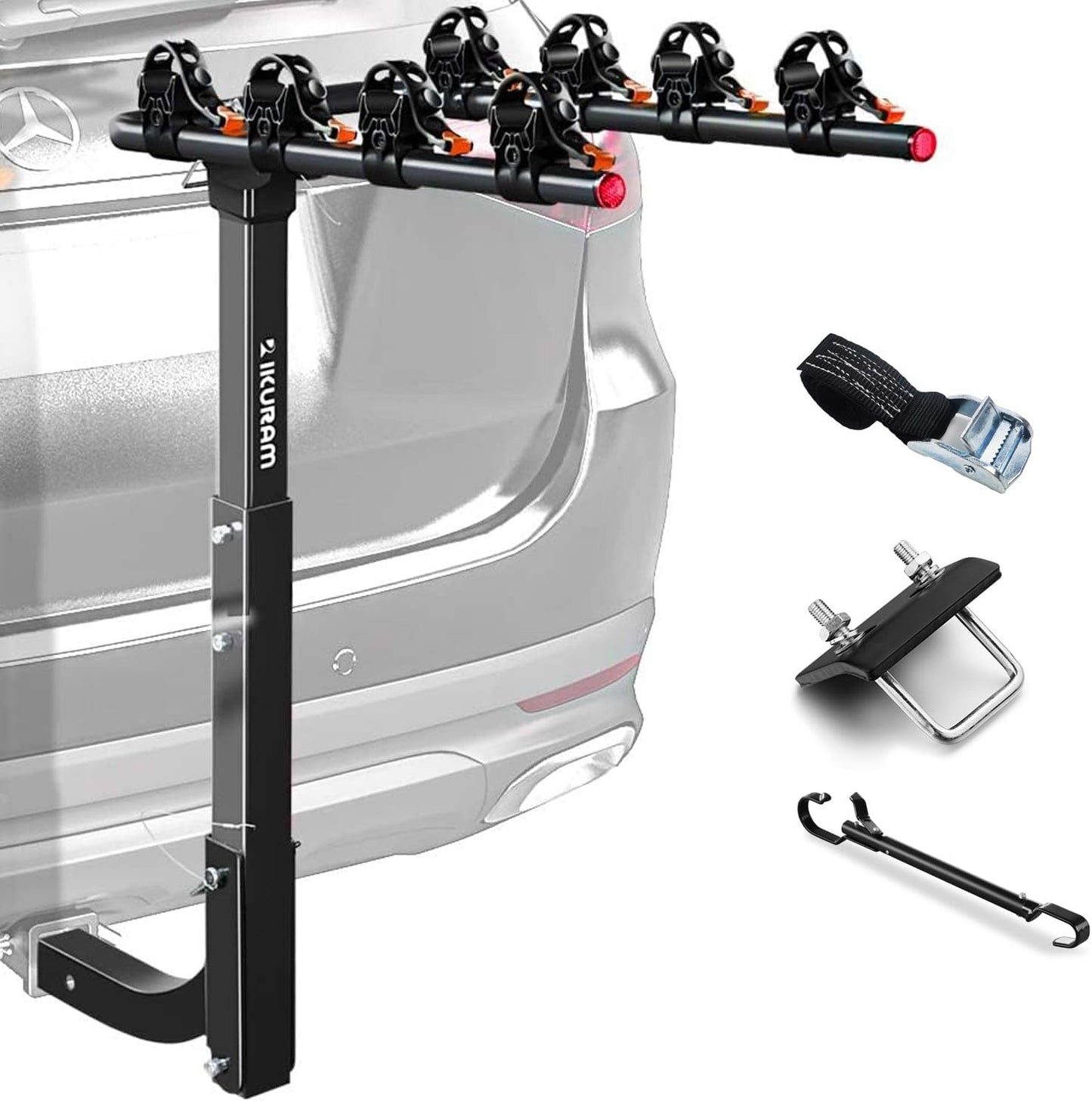 2 Bike Rack Hitch Mount, 200 lbs Electric Bicycle Carrier Rack Platform Style for Cars Trucks SUVs Minivans, fits MTB Gravel Road Bike with Up to 5-inch Fat Tire Carrier Rack - 2" Hitch Receiver