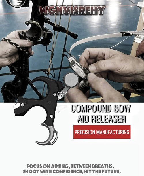 WGNVISREHY Bow Release for Compound Bow, Adjustable 3/4 Finger Thumb Release Aid with Wrist Strap & Wrench, Aluminum Alloy Archery Release Aid, Ambidextrous for Left & Right Hand, Hold up to 200lbs