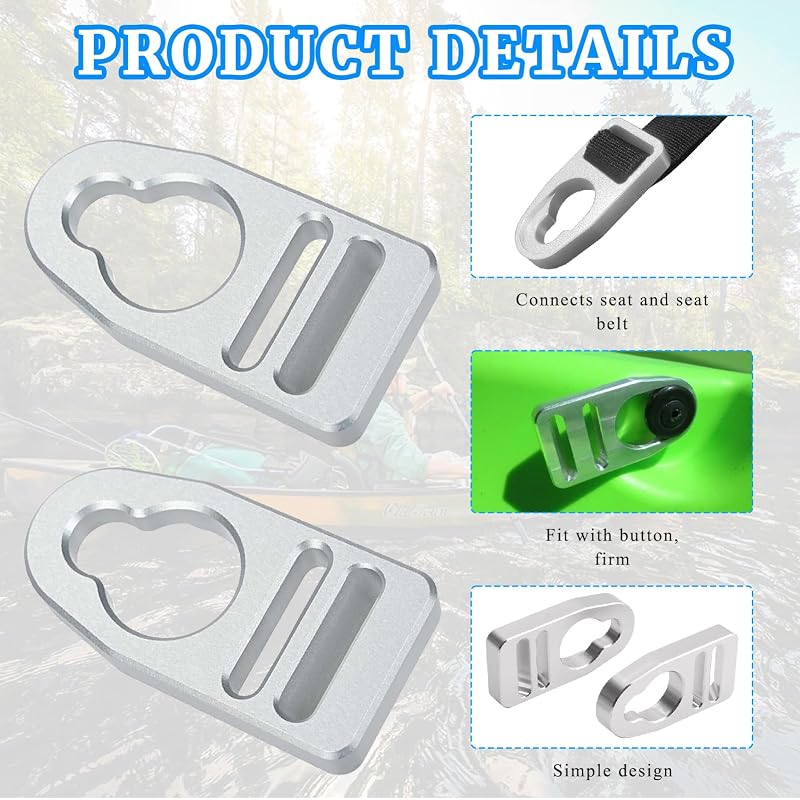 Kayak Seat Replacement Buckle Clips Set of 3 Aluminum Straps w/ Nylon Webbing