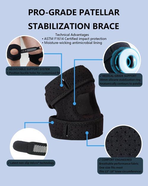 Professional Knee Brace with Side Stabilizers & Patella Gel Pads ??Adjustable Pain Relief for Runner?™s Knee, Jumper?™s Knee (Patellar Tendonitis), Chondromalacia & Arthritis ??Soft Neoprene Support Band for Men & Women (Large)