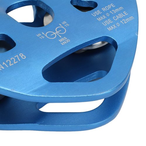 ZJchao Double Pulley Block, Cable Pulley Kit, Aluminum Alloy Slackline Kit for Climbing with High Strength (Blue)