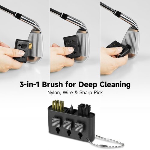 Each Cool Golf Club Cleaner Brush Kit ??3-in-1 Groove Brush & Anti-Leak Water Bottle with Retractable Clip ??Golf Club Cleaning Kit for Men?™s Golf Bag Gear & Club Maintenance
