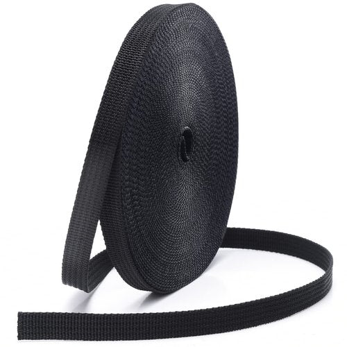 CooBigo Nylon Webbing 3/8 Inch Heavy Duty Black Nylon Webbing Straps 3/8" Wide, 6 Sizes 12 Yard Webbing Strapping for Outdoor Crafting DIY.