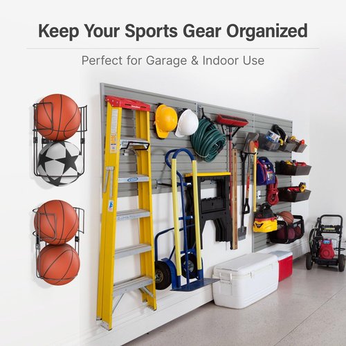 Wall-Mounted Sports Ball Holder Rack Durable Vertical Organizer for Basketballs, Soccer Balls, Volleyballs Heavy-Duty Metal Storage for Garage, Gym, Kids’ Room Space-Saving | Organizador de Balones