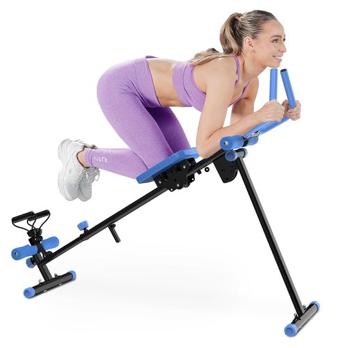 Ab Machine Workout Equipment Home Gym, 4-in-1 Exercise Equipment: Rowing Machine, Leg Press Machine, Ab Glider Machine, Roman Chair, Fitness Equipment for Abdominal & Core Strength Training (Pink)