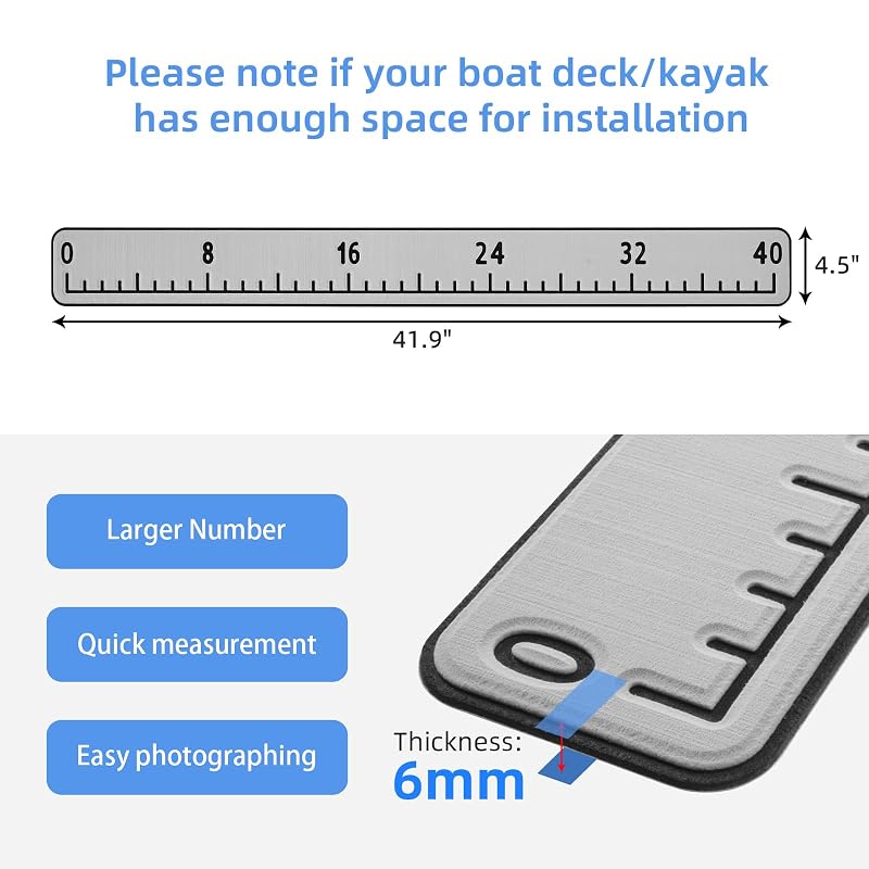 40in Fish Ruler for Boat with Self-Adhesive Backing – EVA Foam Measuring Board (Light Grey)