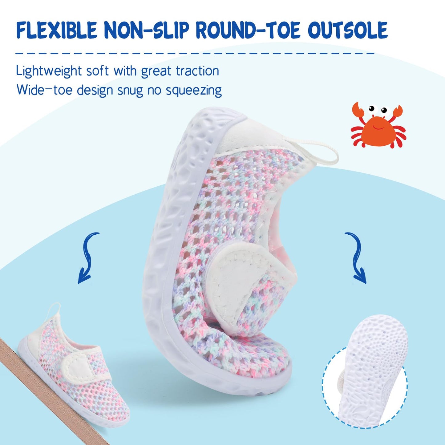 LeIsfIt Toddler Water Shoes Boys Girls Barefoot Aqua Socks Kids Breathable Quick-Dry Swim Shoes for Beach Pool Surf, Color, 7 Toddler