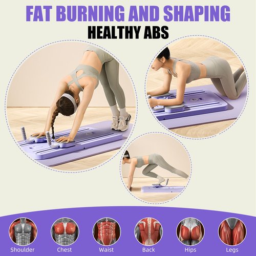 Zojio Pilates Board - 2024 Pilates Reformer Set, Multi-Purpose Foldable Pilates Reformer Board for Home, 5in1 Pilates Sliding Board (Purple)