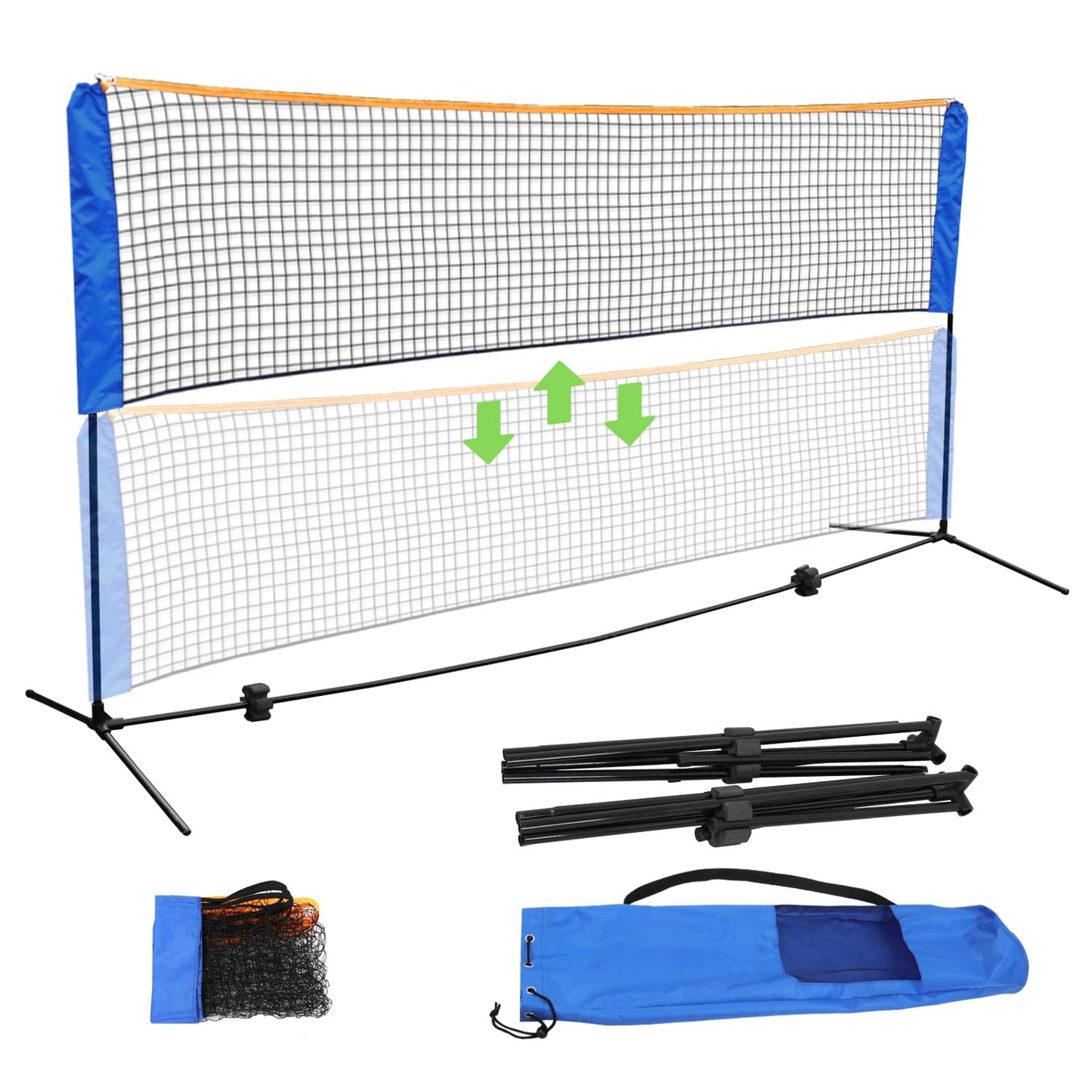 JungleA Portable Tennis Net, 10FT x 5FT Height Adjustable Badminton Pickleball Net Set, Multi Sport Equipment Goal for Soccer, Volleyball, Kids Volleyball for Indoor Outdoor Garden, Backyard, Beach