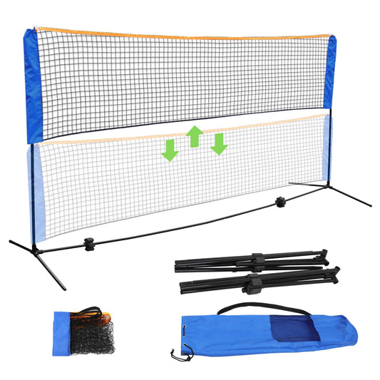 JungleA Portable Tennis Net, 10FT x 5FT Height Adjustable Badminton Pickleball Net Set, Multi Sport Equipment Goal for Soccer, Volleyball, Kids Volleyball for Indoor Outdoor Garden, Backyard, Beach