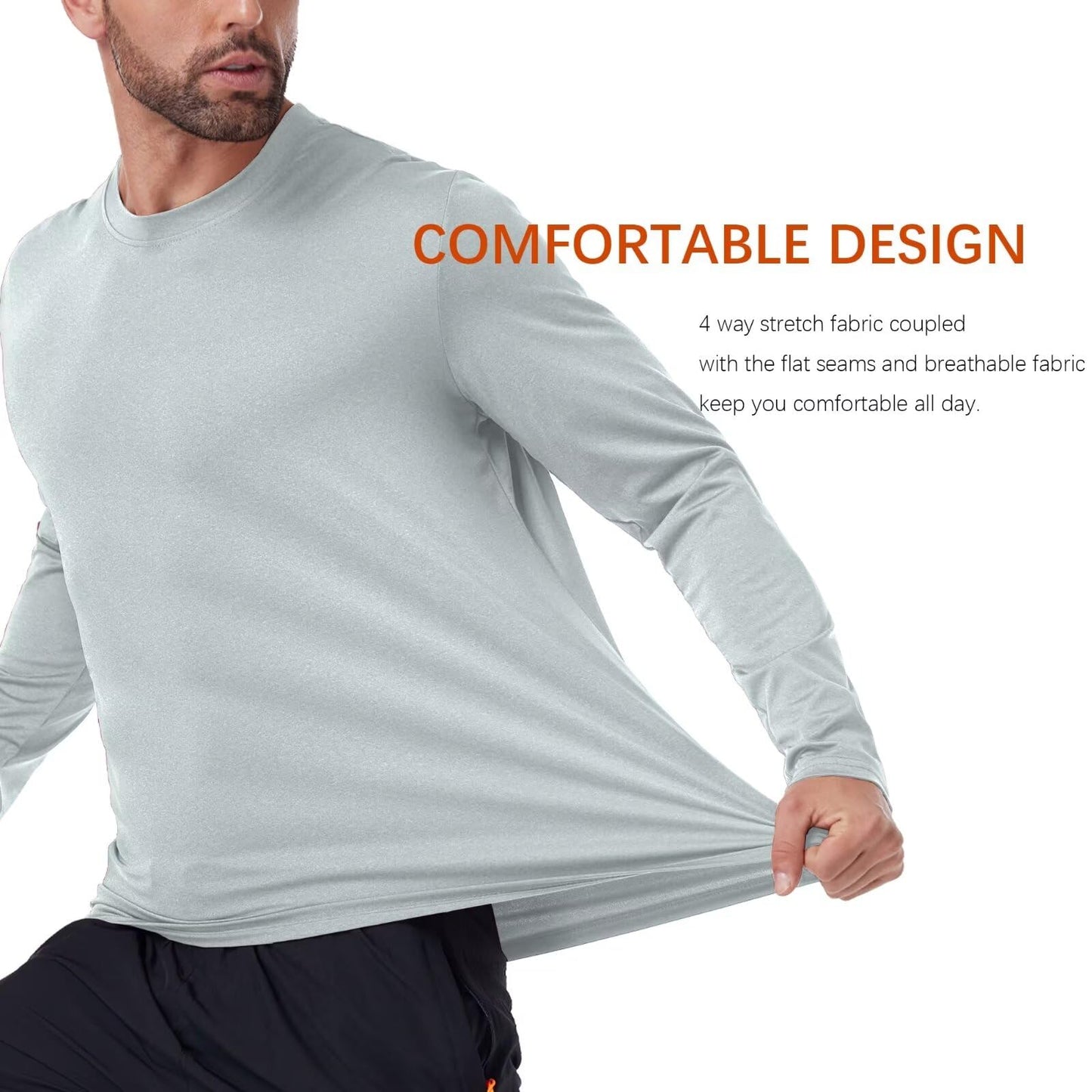 7 Pack Long Sleeve Shirts for Men Moisture Wicking Sun Protection UV UPF 50+ SPF Performance Quick Dry T-Shirt for Casual