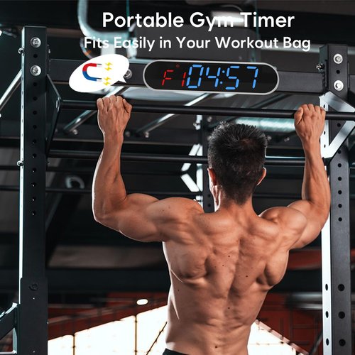 Portable Gym Timer Clock - Small Workout Interval Timer with Strong Magnet, Gym Clocks for Home Gym/Garage/Boxing/Fitness