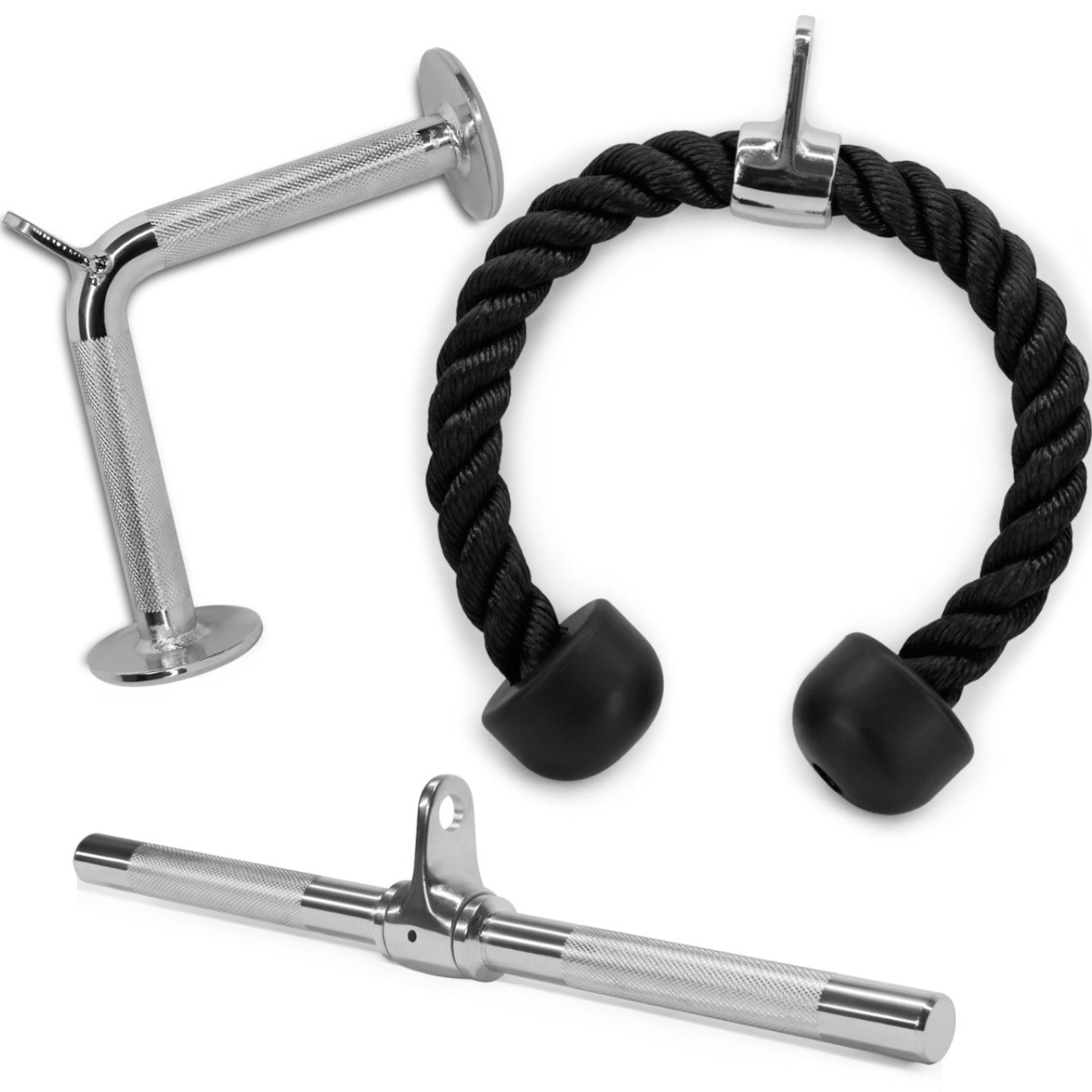 Yes4All Rubber Combo Tricep Press Down Cable Machine Attachment for Gym Set with Tricep Pull Down Rope, D Row Handles, V-Shaped Bar, Rotating Pull Down Straight Bar, LAT Pulldown Attachments