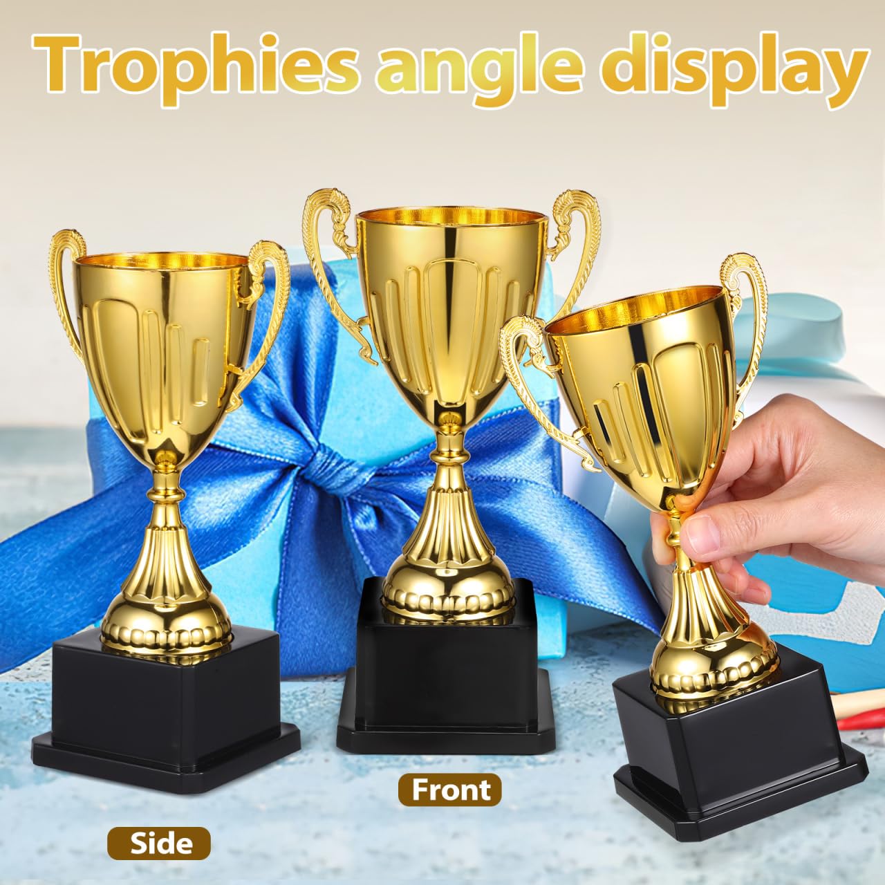 NOLITOY Gold Trophy Award, 7.4 Inch Plastic Trophy Cup for Sports