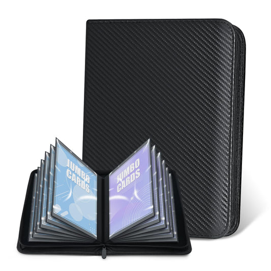 Jumbo Card Binder for PKM– WITHYU PU Leather Ringless Card Collection Binder with 60 Pockets, 5.9'' x 8.4''Card Holders Storage Album for Game Card (Carbon Black)