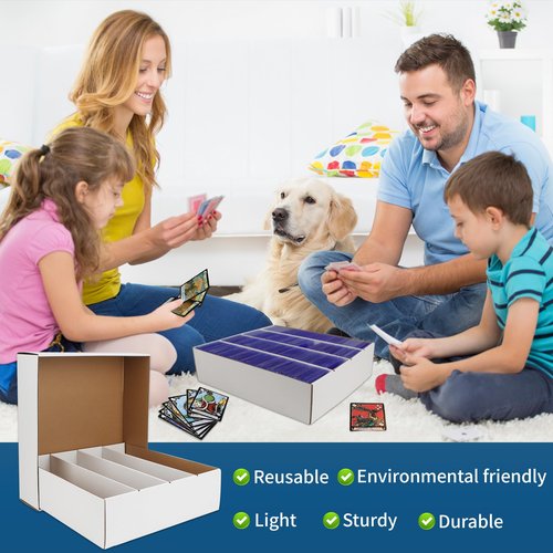 HIMOMO Trading Card Storage Box 3120 Count Collector Cards Box White Sports Card Storage Boxes Card Sorting Tray Cases Cards Collection Trading Cards Box for Soccer Basketball Cards (8 Set)
