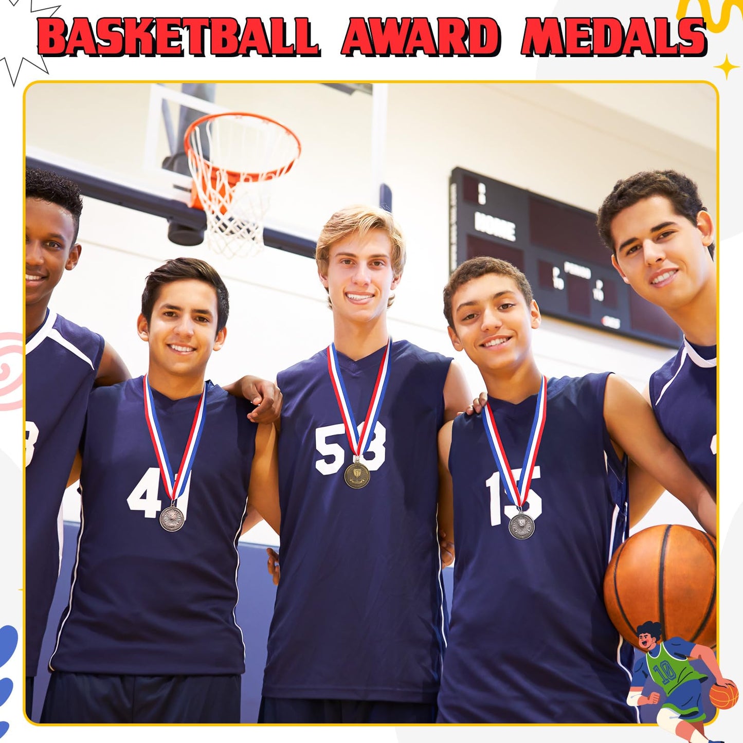RoundFunny 24 Pcs Award Medals 1st 2nd 3rd Place Medals Metal Winner Trophy Awards Gold Silver Bronze Prizes for Sports Competitions Party, 2 Inches (Classic Color)
