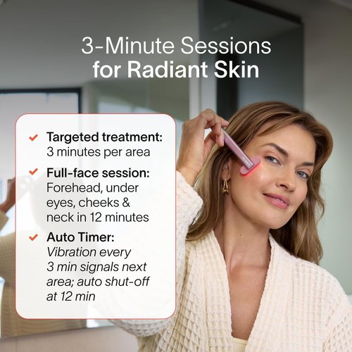 Solawave 4-in-1 Red Light Therapy Wand for Face & Neck | Beauty Device with Galvanic Current, Massager & Warmth | Anti-Aging, Wrinkle Reduction, Skin Tightening, Depuffing & Rejuvenation (Rose Gold)