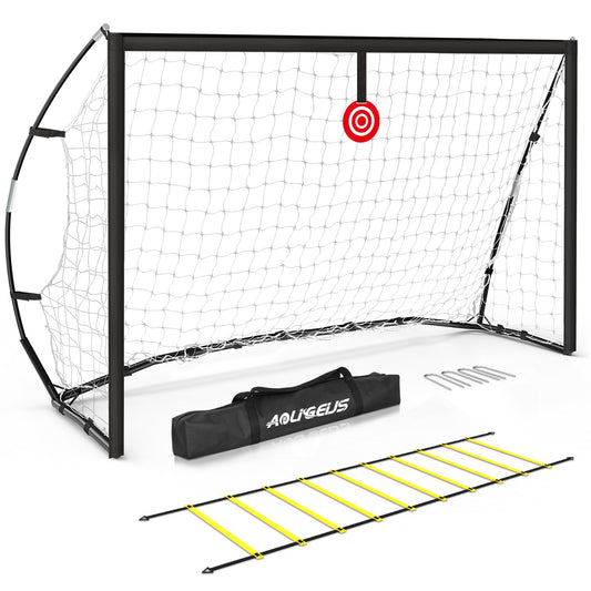 AOLIGEIJS Portable Soccer Goal for Backyard, Youth Adults Soccer Goal Set with Net + Ground Stakes, Soccer Target and Agility Speed Training Equipment