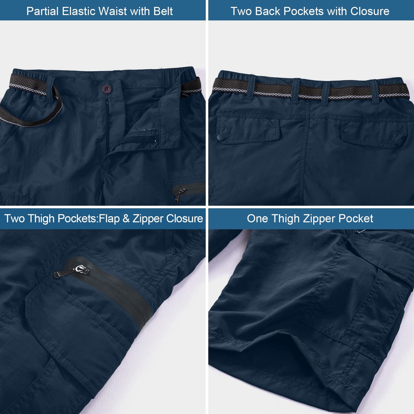 Jessie Kidden Mens Outdoor Casual Expandable Waist Lightweight Water Resistant Quick Dry Fishing Hiking Shorts (6222 Navy, 29)