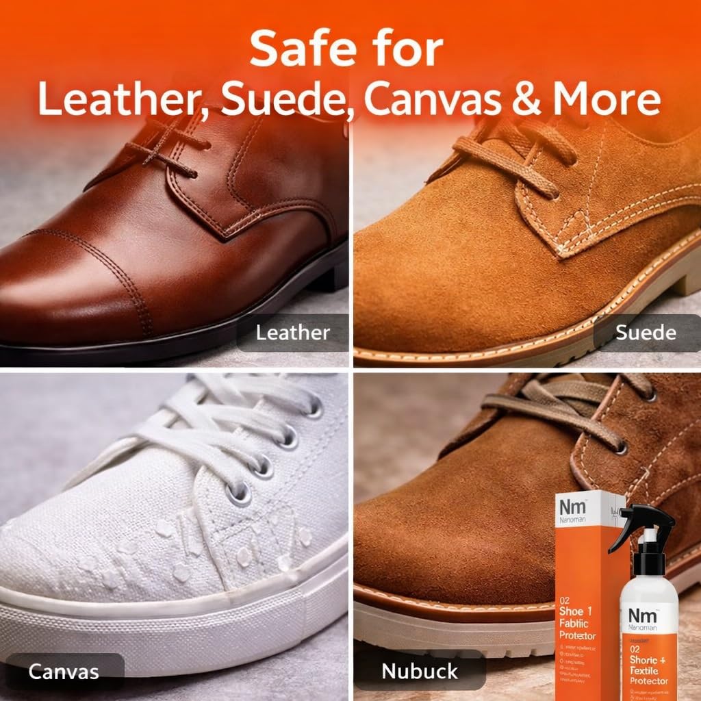 Nanoman Shoe & Fabric Protector Spray 250mL – Waterproof & Stain Repellent for Sneakers, Suede, Leather & Clothing | PFAS-Free