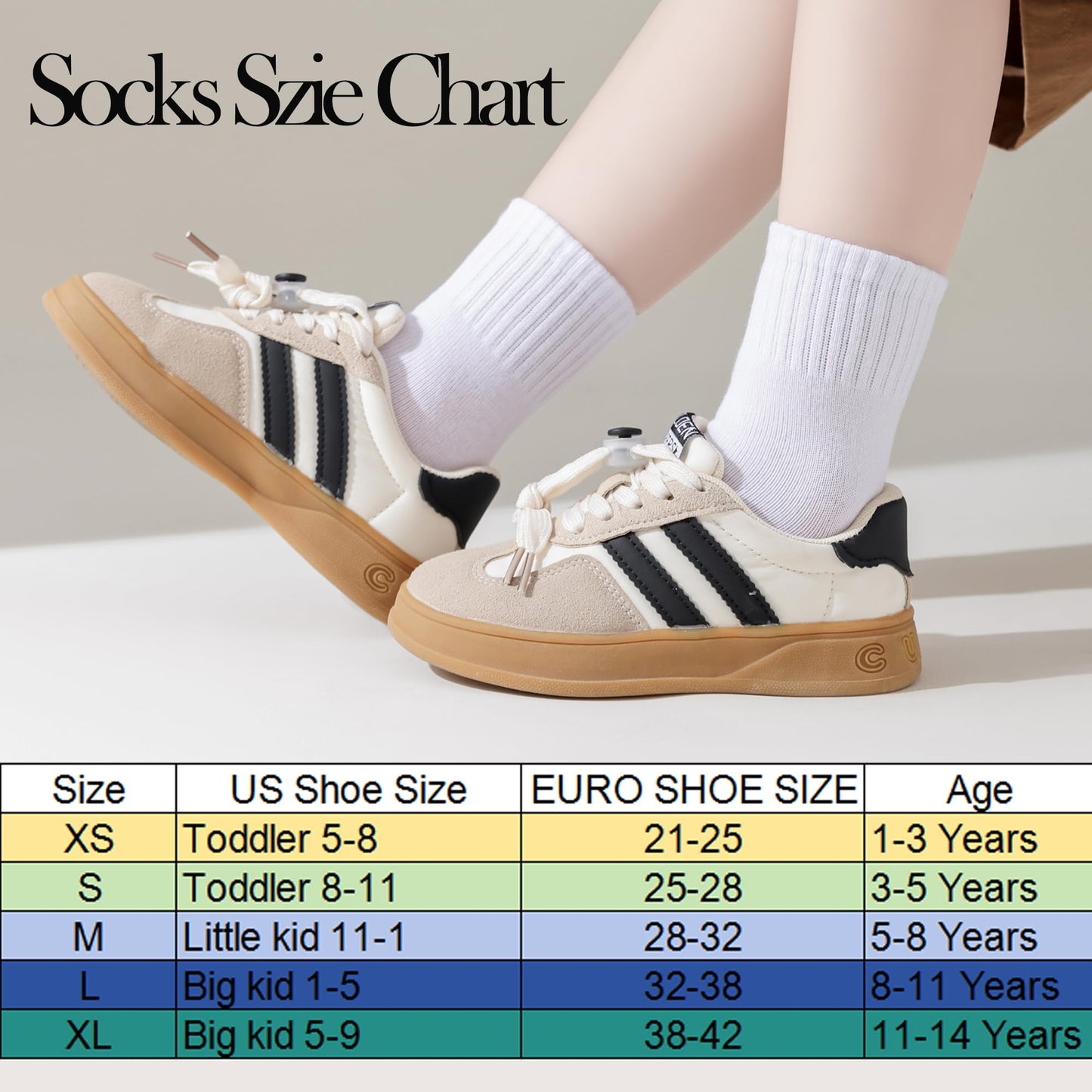 JORMATT 4 Pairs School Kids Boys Socks Girls Cotton Athletic Crew Dress Socks Seamless Toe Unisex, White Size XL 11-14 Years
