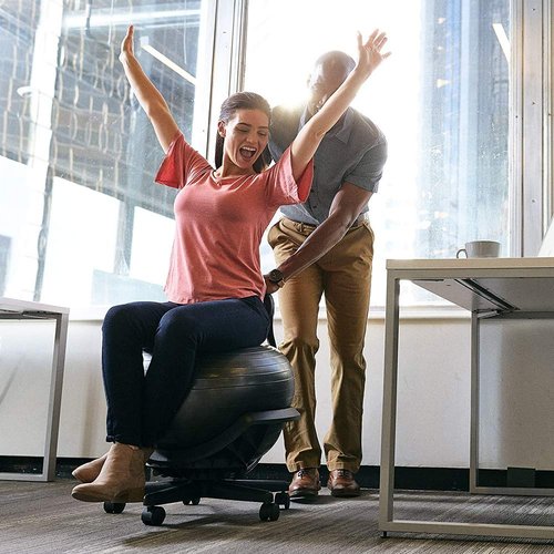 Gaiam Ultimate Balance Ball Chair - Premium Exercise Stability Yoga Ball Ergonomic Chair for Home and Office Desk with Reinforced Base, Air Pump, Exercise Guide, Black