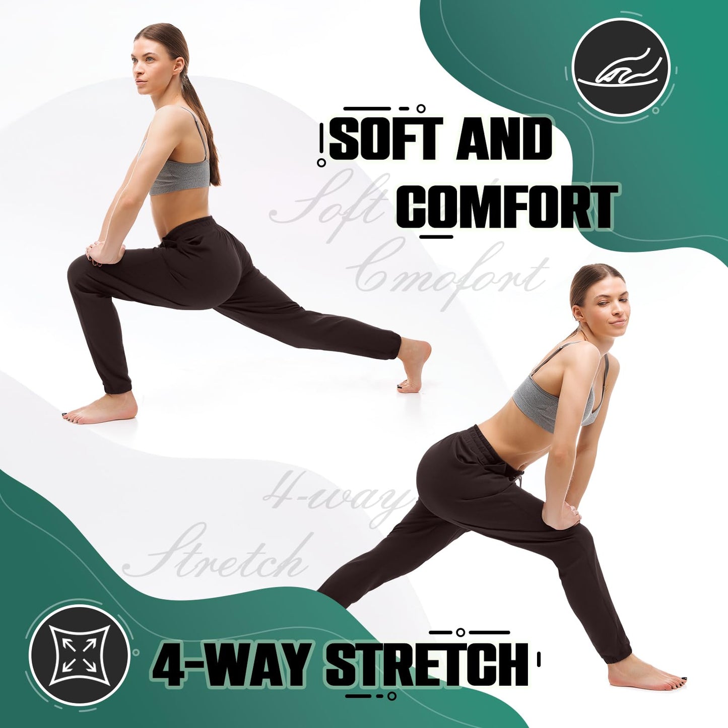 Walifrey Womens Joggers with Pockets, Drawstring Sweatpants Women for Lounging Jogging Gym and Workout DeepBrown,1 Pack DeepBrown M