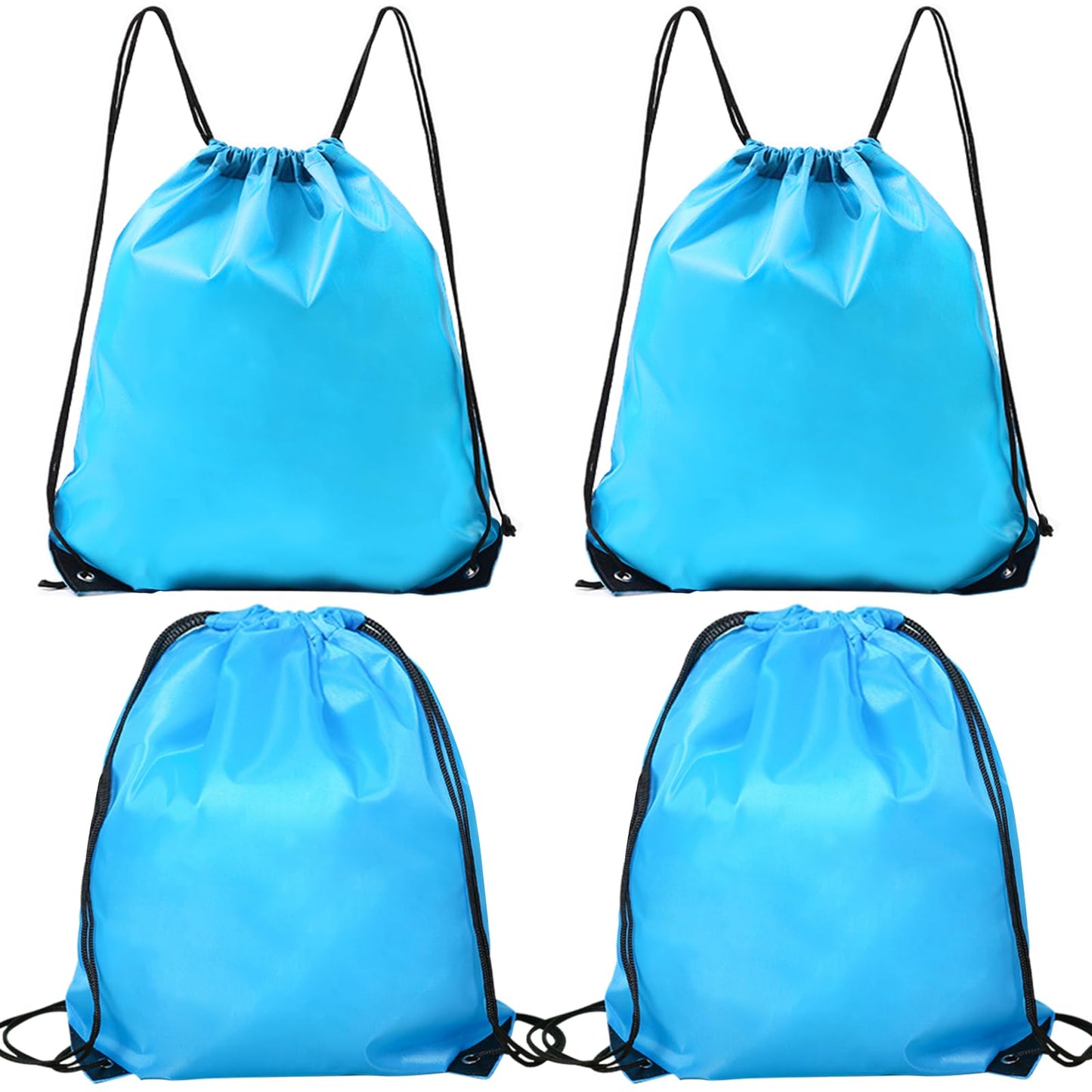 INVODA Drawstring Backpack 4PCS Bulk String Backpack Drawstring Bags Sport Gym Cinch Bag Sackpack for Women Men (Blue)