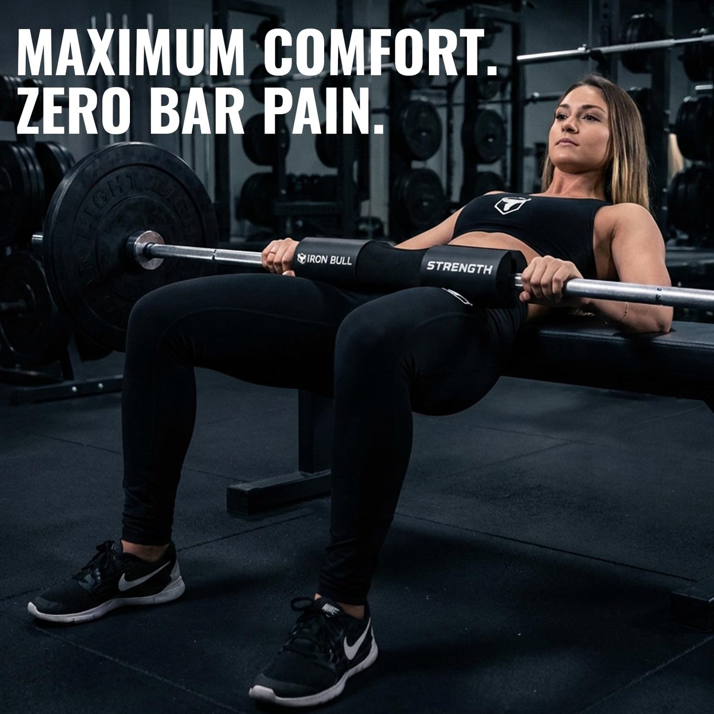 Advanced Squat Pad - Barbell Pad for Squats, Lunges & Hip Thrusts - Neck & Shoulder Protective Pad Support (Black)