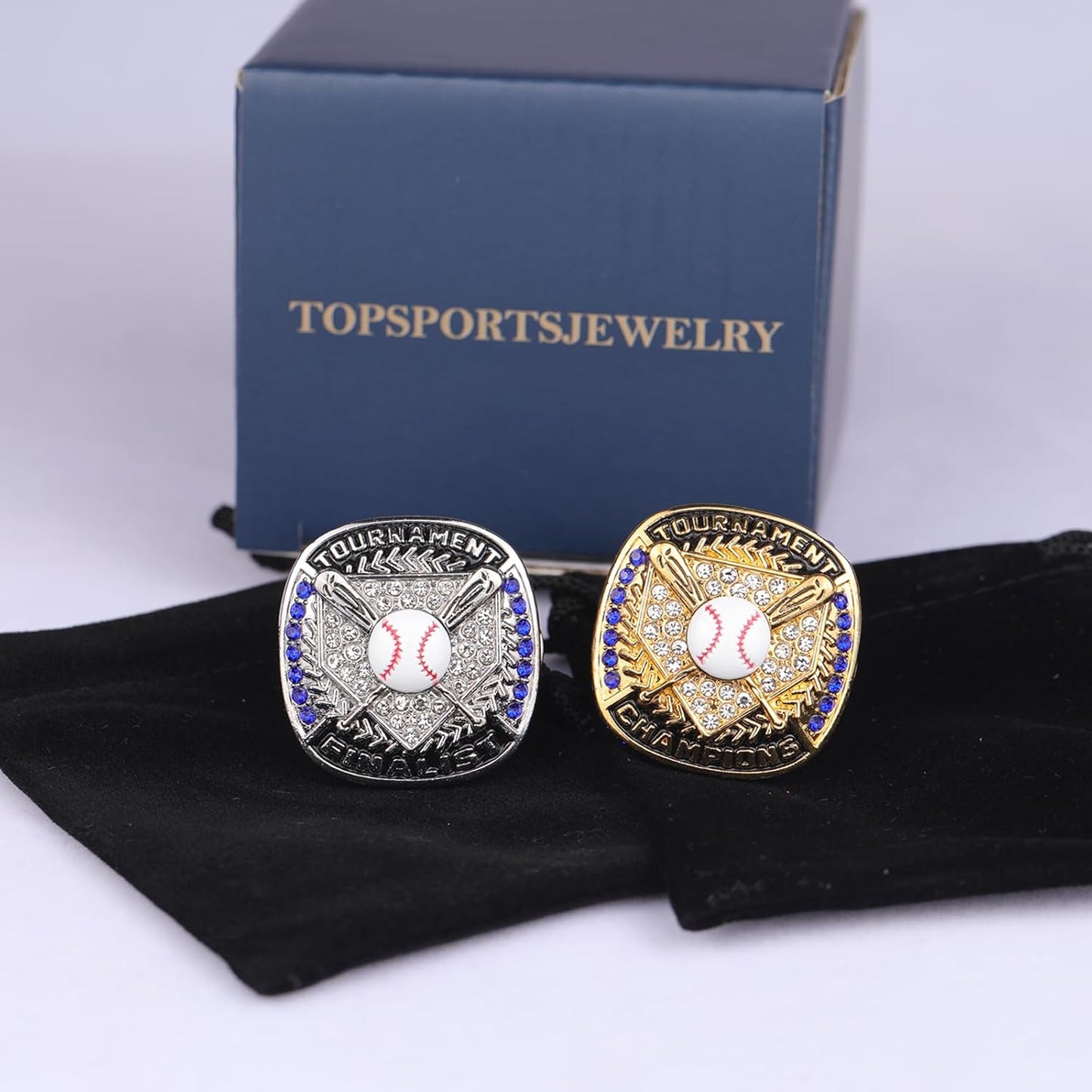 12 pcs Pack Baseball Tournament Options Championship Ring Trophy on Side Size 9